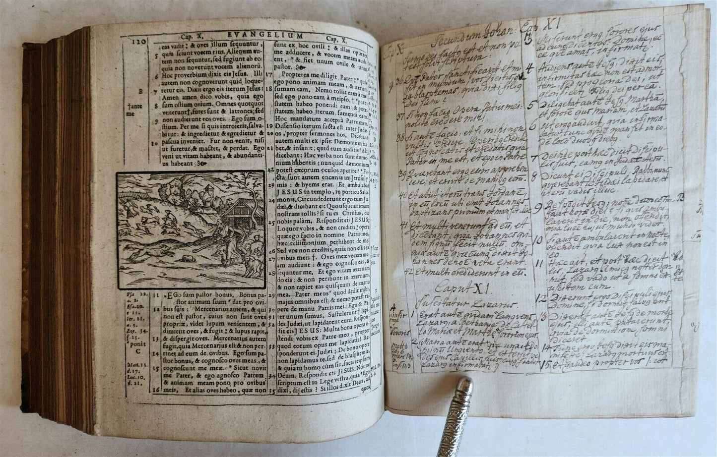 1602 BIBLE in LATIN ILLUSTRATED w/ MAP & NUMEROUS WOODCUTS antique