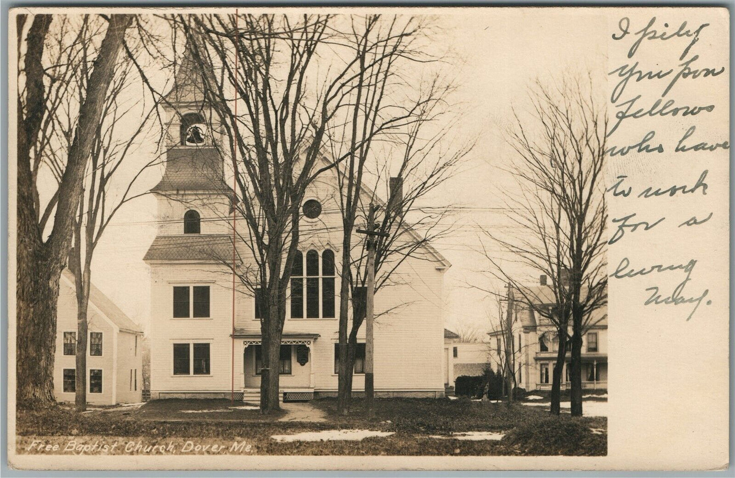 DOVER ME FREE BAPTIST CHURCH ANTIQUE REAL PHOTO POSTCARD RPPC