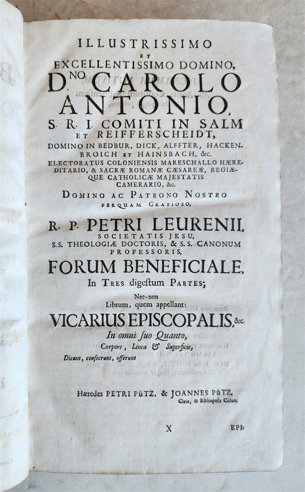 1735 CANON LAW BOOK Forum beneficiale sive quaestiones & responsa ANTIQUE
