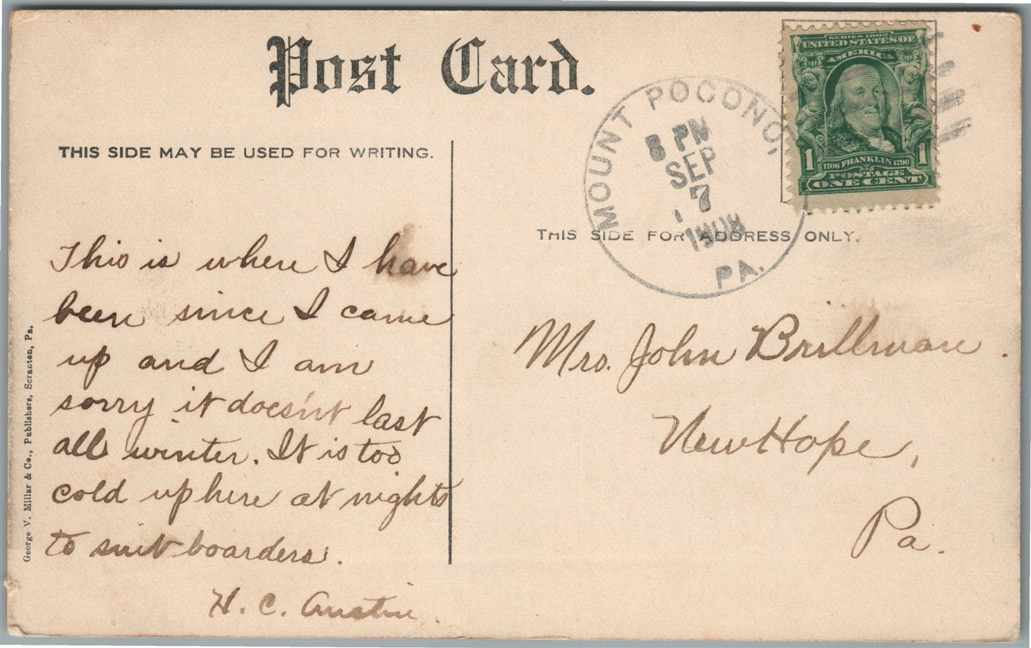 POCONO PA FAIRVIEW ANTIQUE POSTCARD