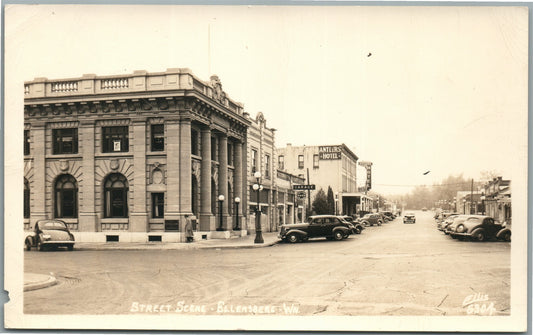 ELLENSBERG IN STREET SCENE w/ CARS VINTAGE REAL PHOTO POSTCARD RPPC