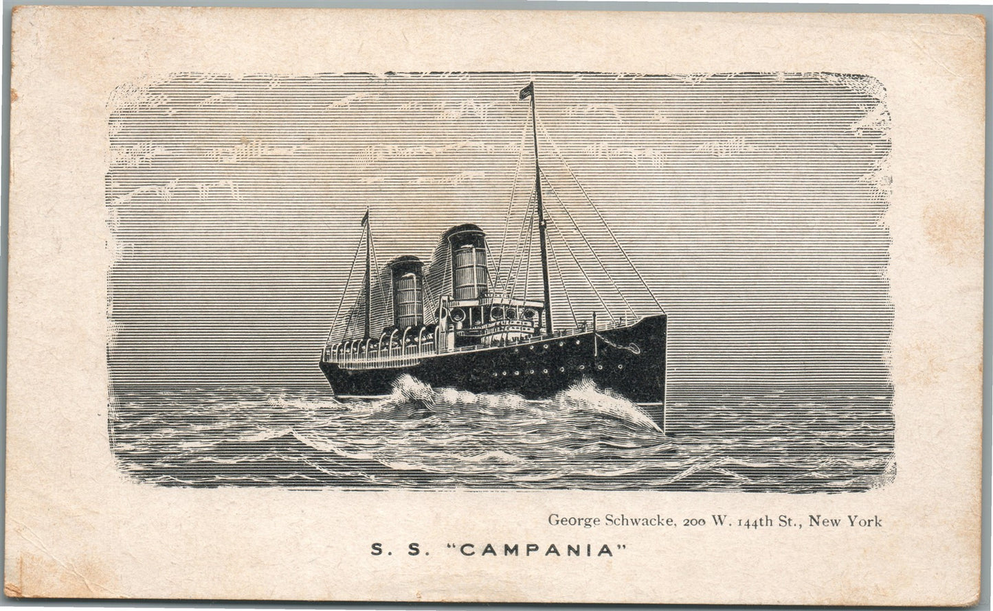 SS CAMPANIA SHIP ANTIQUE POSTCARD