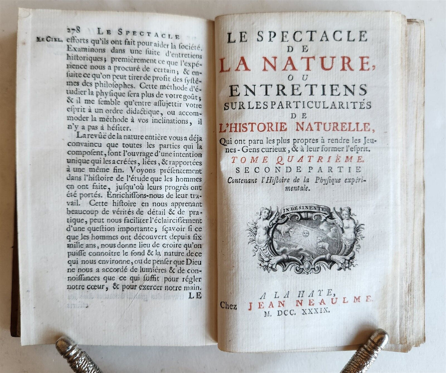 1739 SPECTACLE DE LA NATURE antique ILLUSTRATED w/ ASTRONOMY PLATES & MAPS