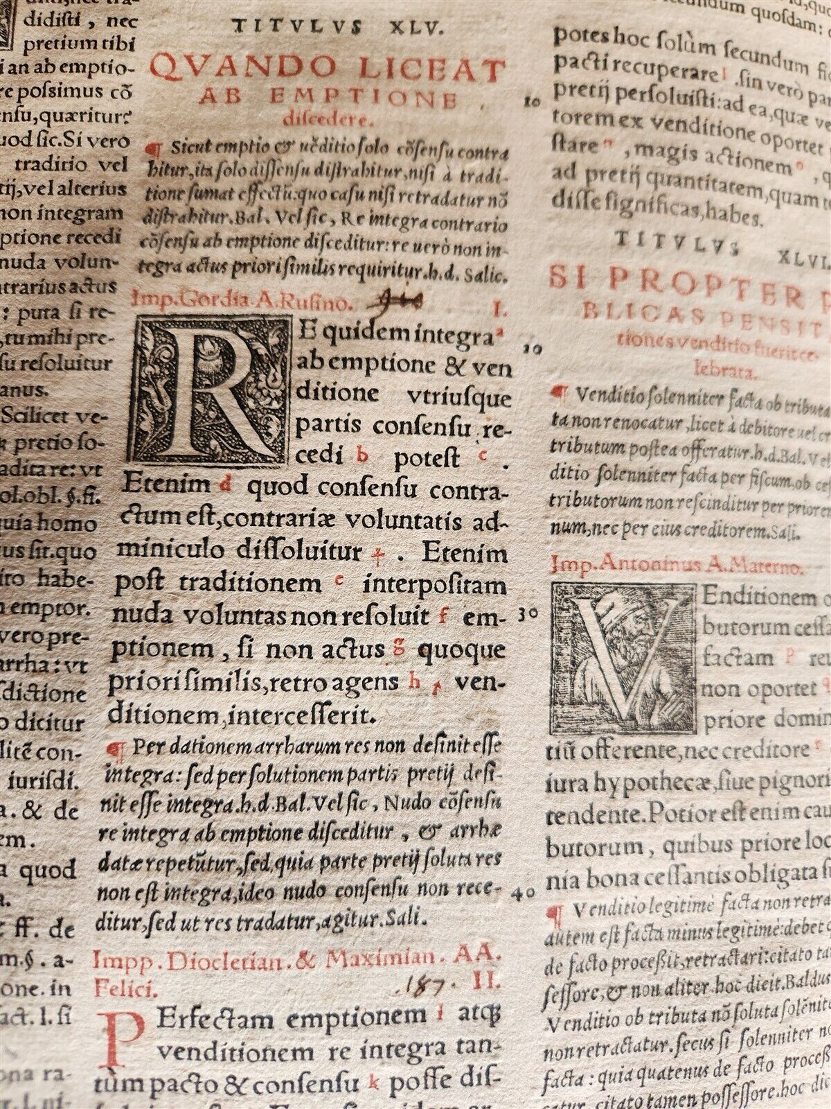 1557 LAW BOOK Corpus Juris Civilis CODICIS DN. IUSTINIANI antique FOLIO vellum