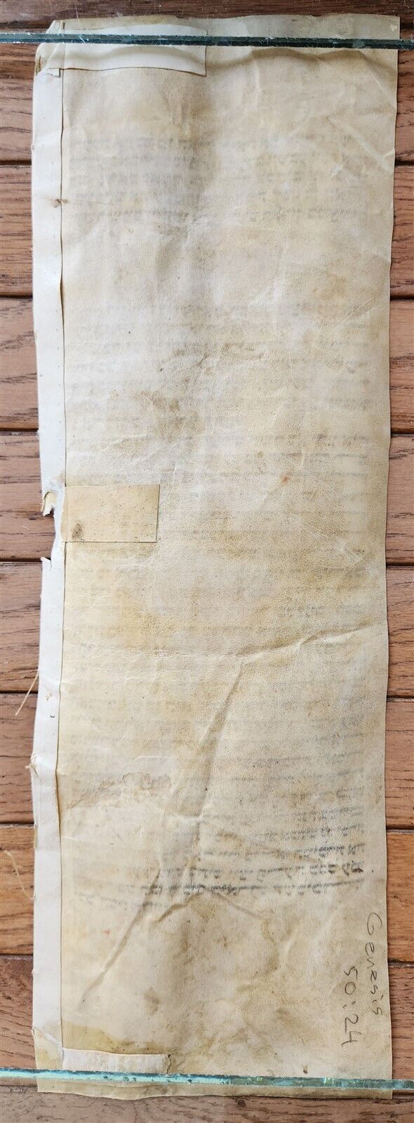 TORAH SCROLL FRAGMENT MANUSCRIPT on VELLUM antique GENESIS 50:24
