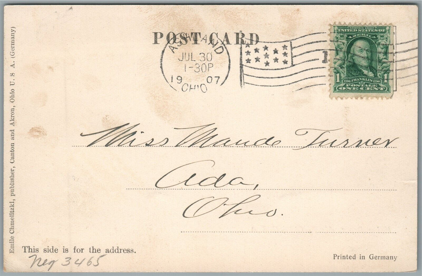 AKRON OH UNION RAILROAD STATION RAILWAY DEPOT 1907 ANTIQUE POSTCARD