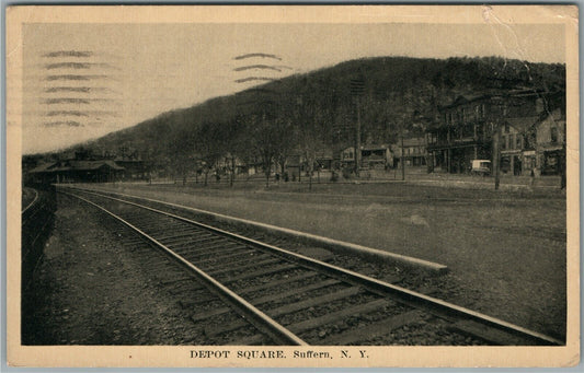 SUFFERN NY RAILROAD STATION RAILWAY DEPOT ANTIQUE POSTCARD