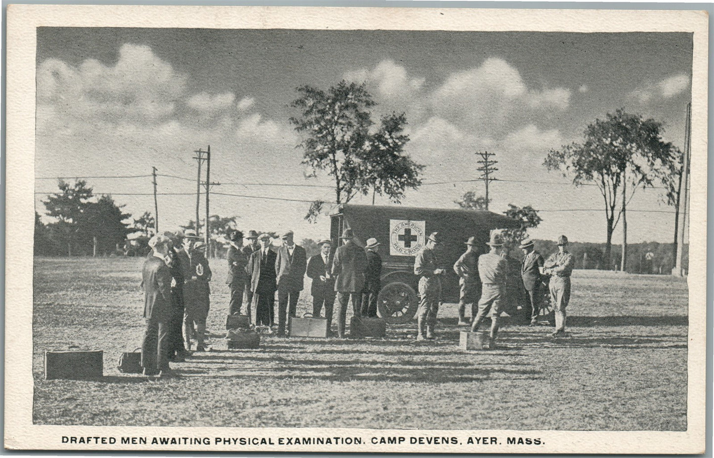 AYER MA CAMP DEVENS RED CROSS PHYSICAL EXAMINATION ANTIQUE POSTCARD
