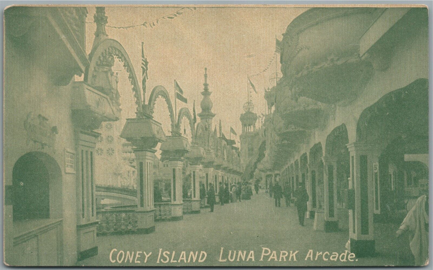 CONEY ISLAND NY LUNA PARK ARCADE ANTIQUE POSTCARD