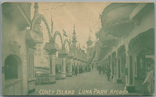 CONEY ISLAND NY LUNA PARK ARCADE ANTIQUE POSTCARD