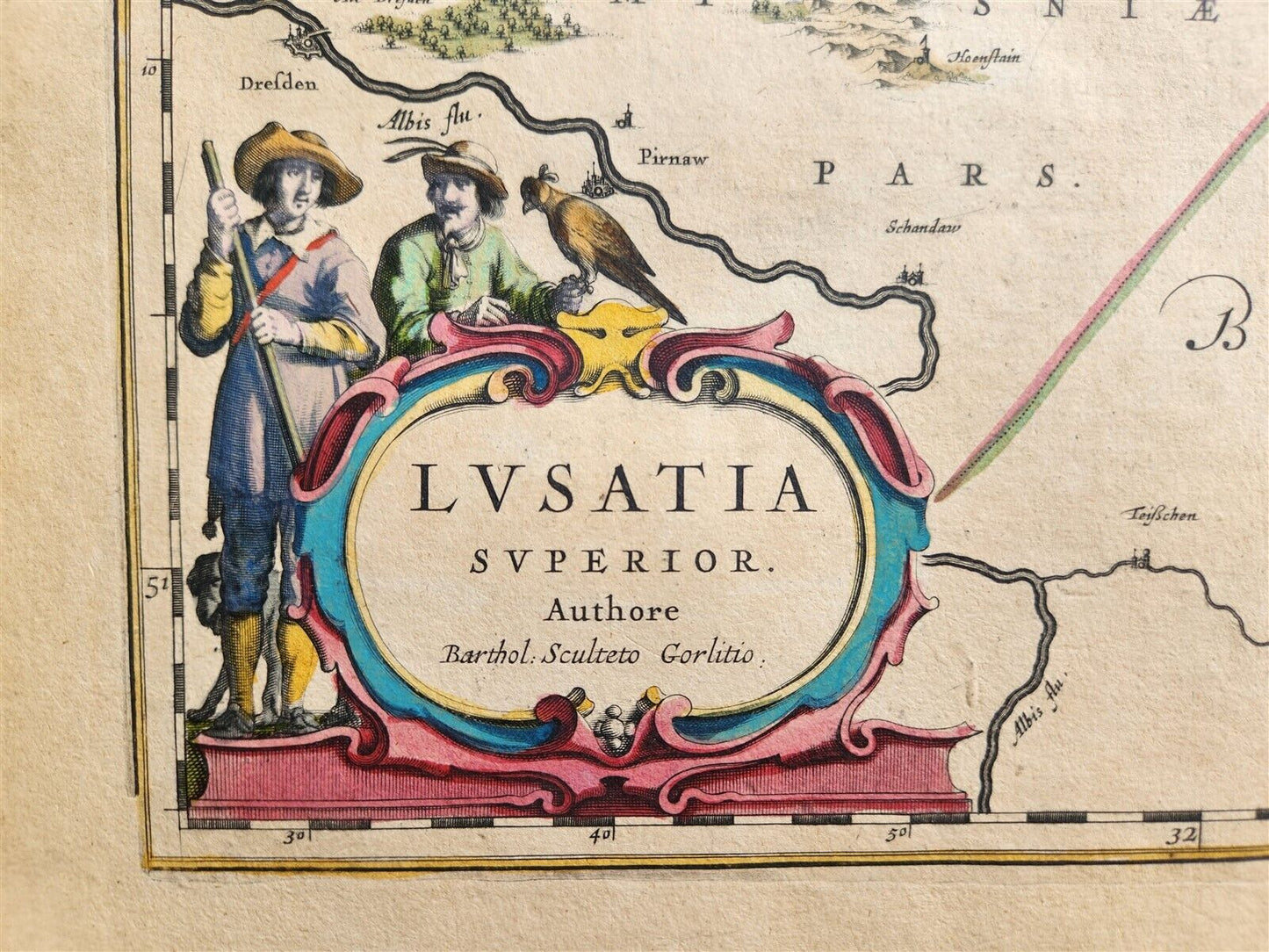 1640 MAP of GERMANY POLAND LUSATIA by WILLEM BLAEU antique AUTHENTIC handcolored