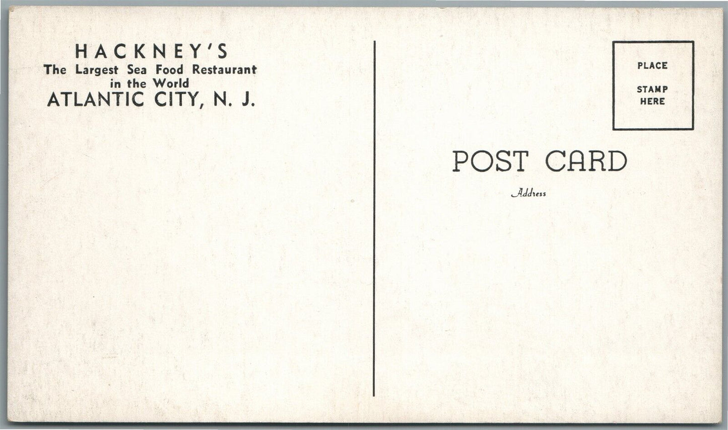 ATLANTIC CITY NJ SEA FOOD RESTAURANT HACKNEY'S ANTIQUE POSTCARD