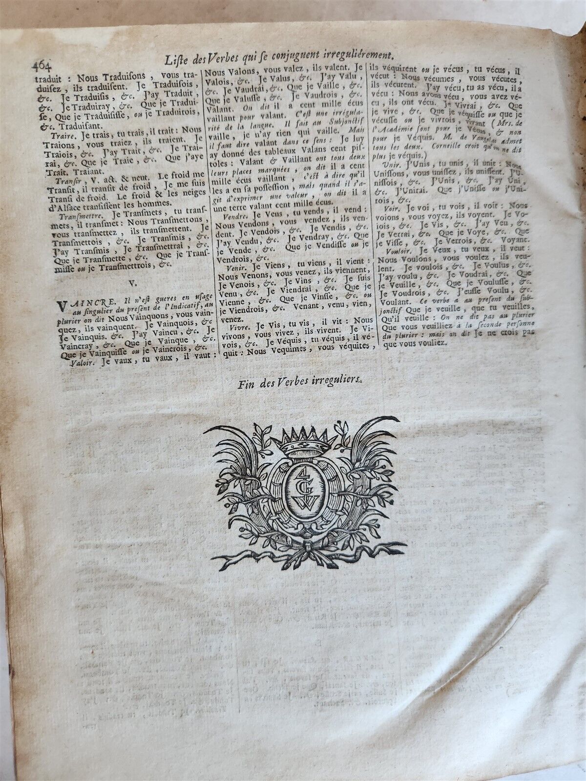 1710 LATIN FRENCH DICTIONARY antique w/ BLIND STAMPED VELLUM BINDING