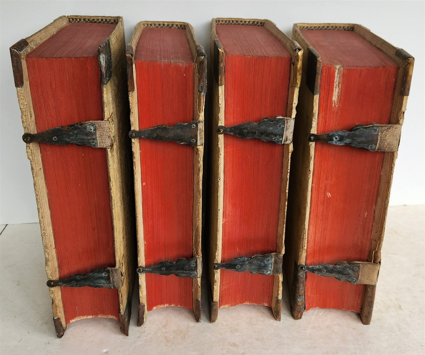 1690 PIGSKIN BOUND 4 FOLIO LAW BOOKS antique by D. D. Emanuelis Gonzalez Tellez