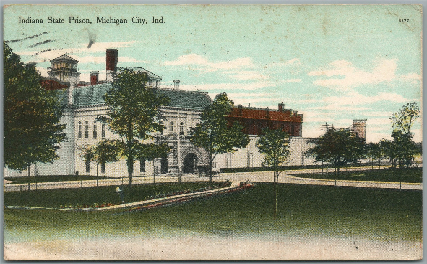 MICHIGAN CITY IN INDIANA STATE PRISON ANTIQUE POSTCARD