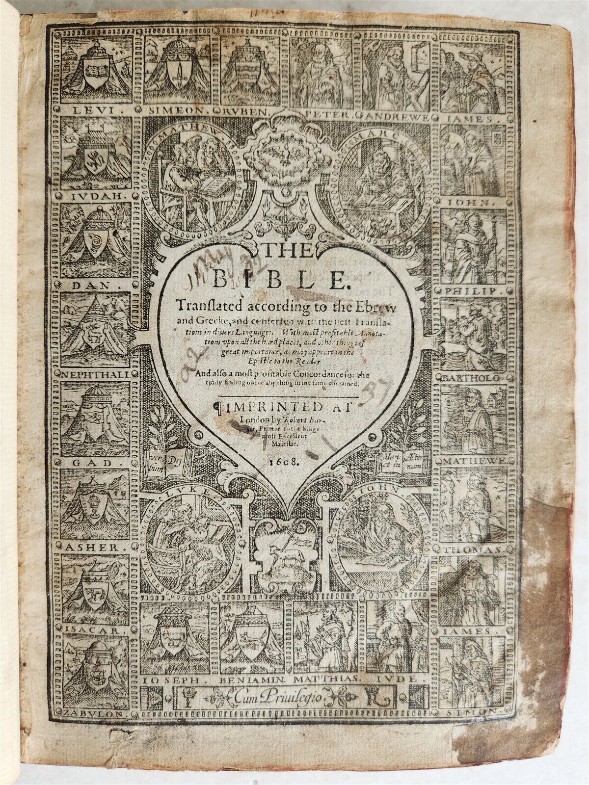 1608 BREECHES BIBLE in ENGLISH antique Old & New Testament LONDON ROBERT BARKER