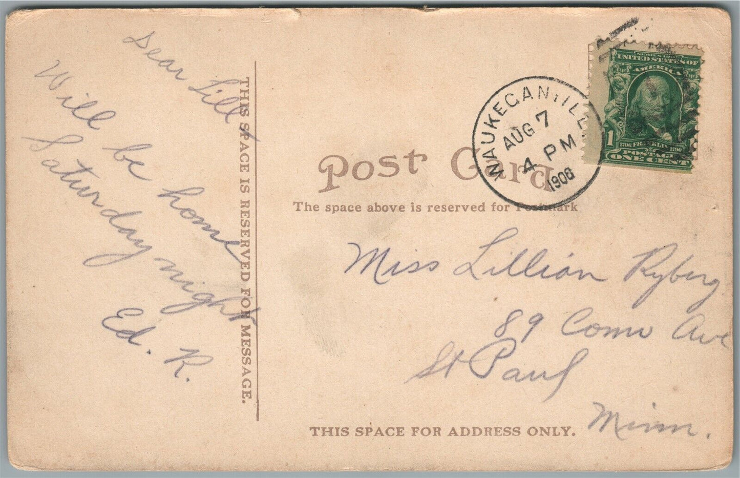 WAUKEGAN IL LIGHT HOUSE ANTIQUE POSTCARD