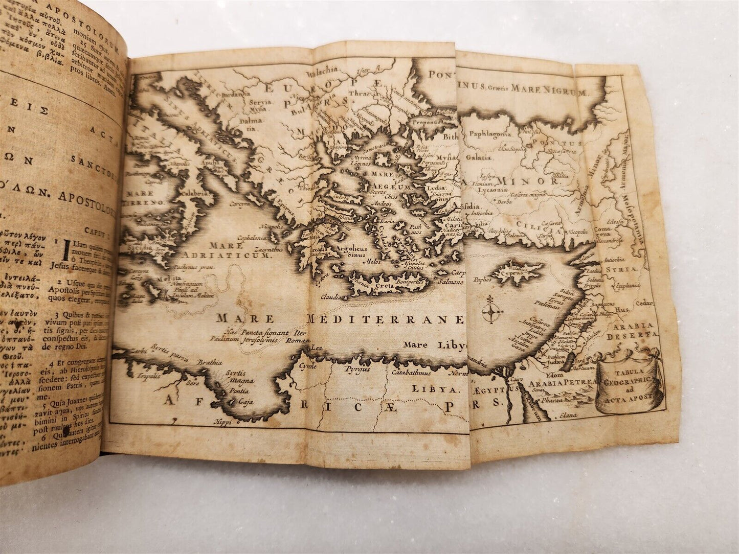 1717 GREEK BIBLE ILLUSTRATED w/ MAPS VELLUM BOUND antique NEW TESTAMENT