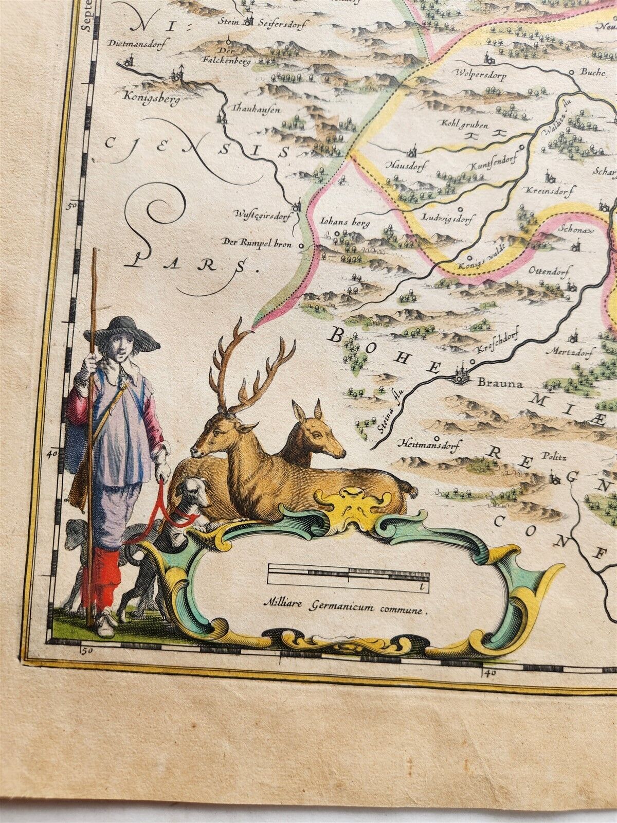 1640 MAP of POLAND KLADSKO GLATZ by WILLEM BLAEU antique AUTHENTIC hand colored