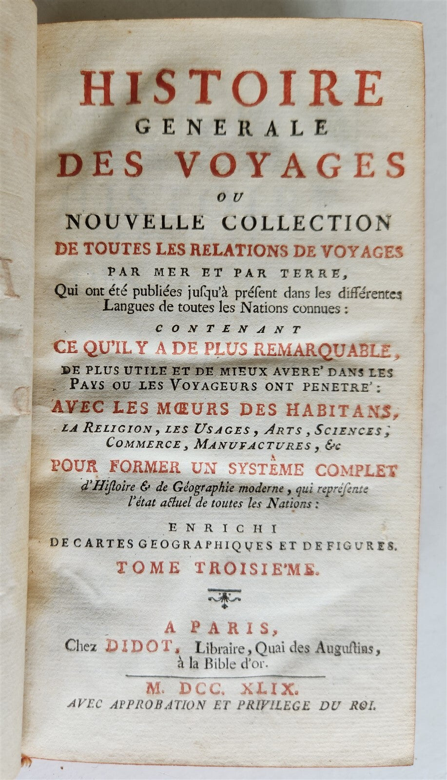 1749 HISTOIRE des VOYAGES illustrated TRAVELS to AFRICA & MADAGASCAR v.3 antique