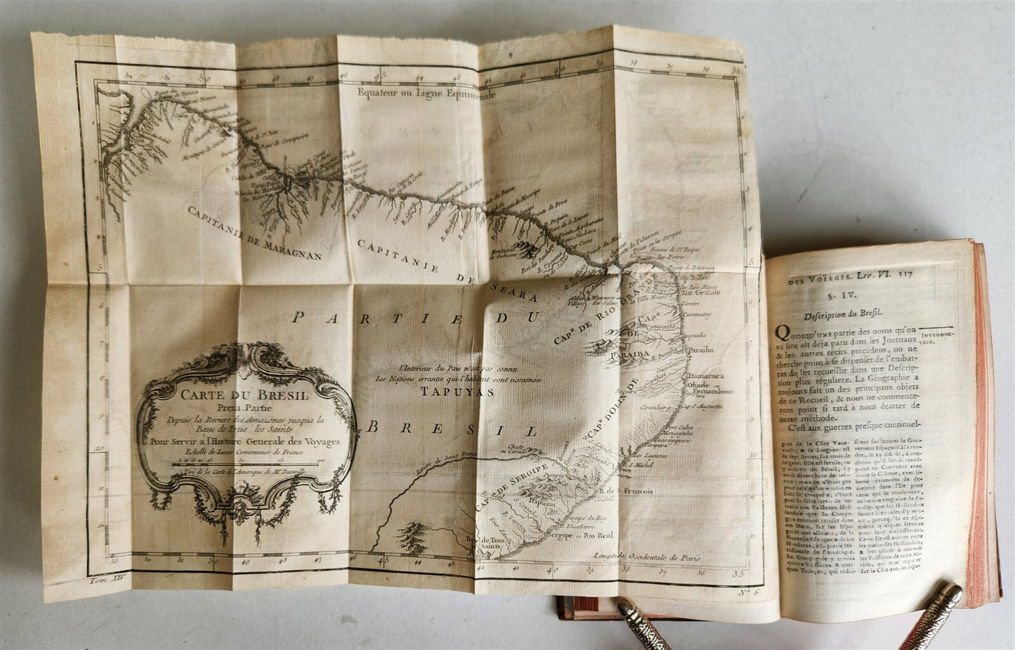 1758 HISTOIRE des VOYAGES antique vol.54 illustrated BRAZIL SAN SALVADOR GUYANA