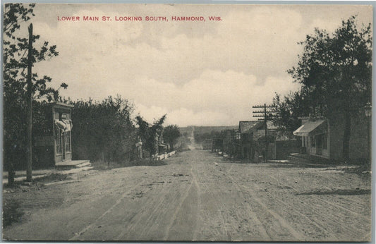 HAMMOND WI LOWER MAIN STREET ANTIQUE POSTCARD