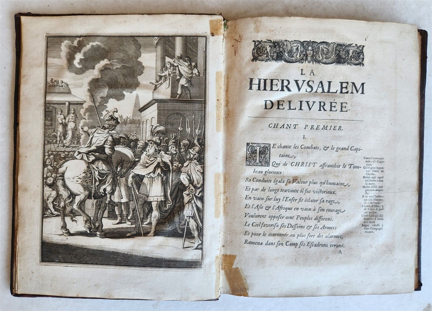 1667 JERUSALEM DELIVERED by TORQUATO TASSO antique ILLUSTRATED