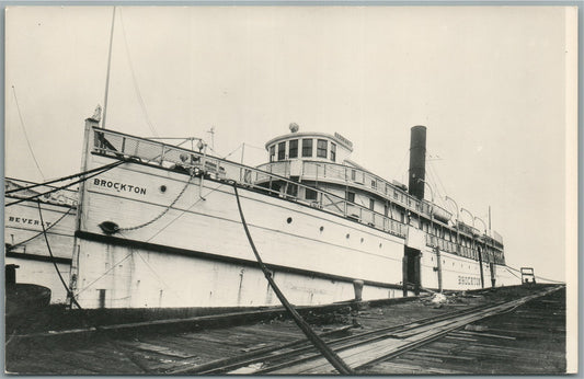STEAMSHIP BROCKTON VINTAGE REAL PHOTO POSTCARD RPPC