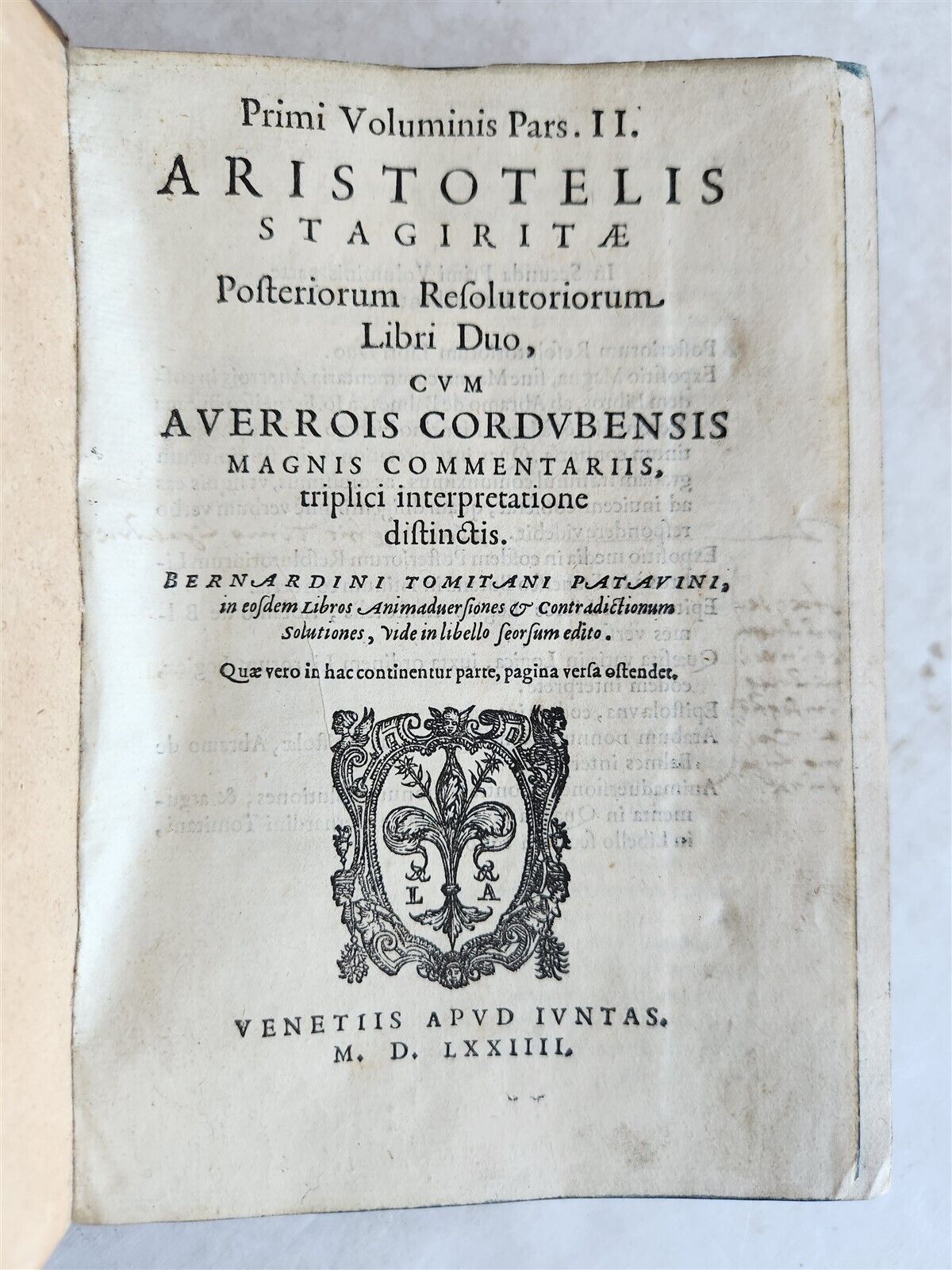 1574 ARISTOTLE COMMENTARY by IBN RUSHD antique ILLUSTRATED 16 century VELLUM