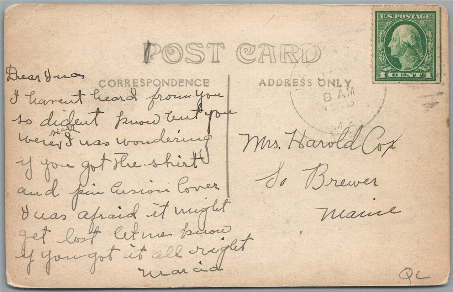 HARRINGTON ME STREET VIEW ANTIQUE REAL PHOTO POSTCARD RPPC