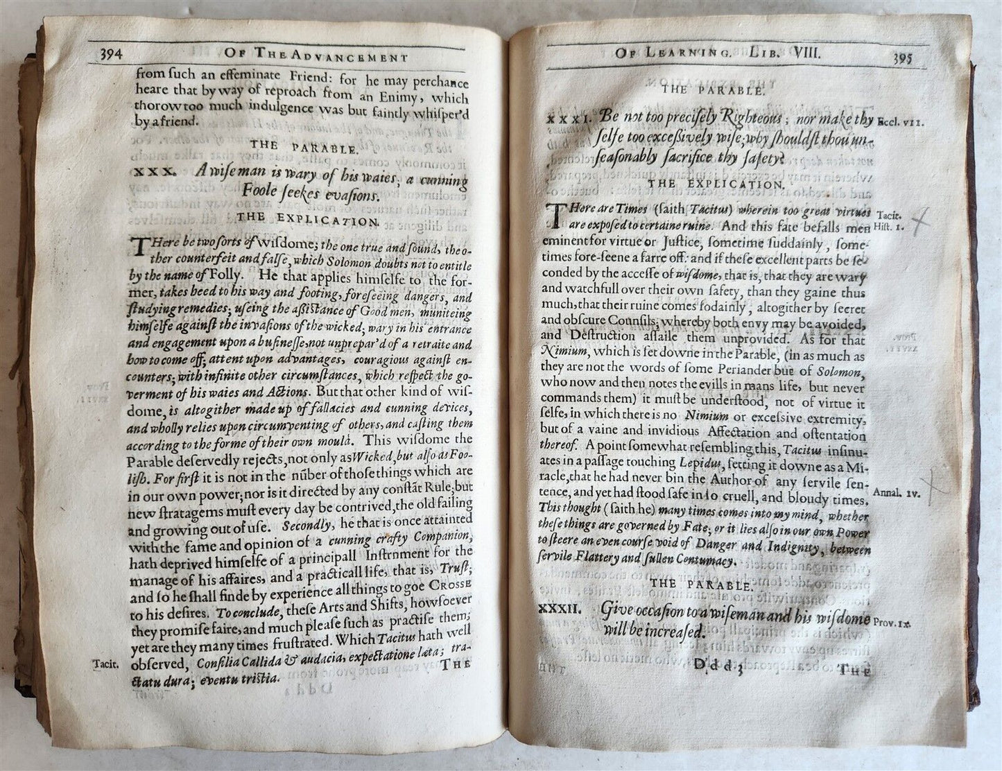 1640 FRANCIS BACON in ENGLISH antique Partitions of Sciences