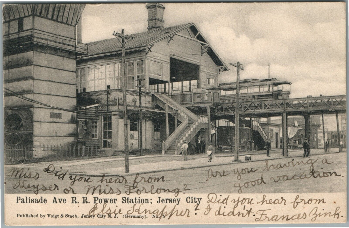 JERSEY CITY NJ PALISADE AVE. POWER STATION ANTIQUE POSTCARD