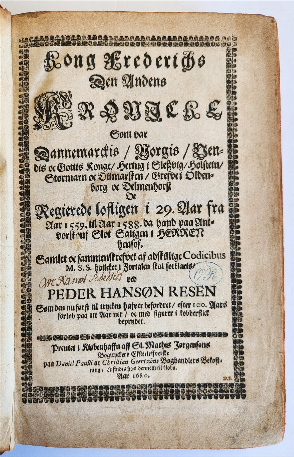 1680 CHRONICLE of DENMARK antique FULLY ILLUSTRATED rare Peder Hanson Resen