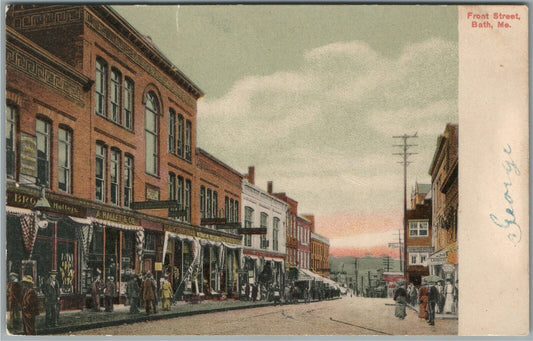 BATH ME FRONT STREET UNDIVIDED ANTIQUE POSTCARD