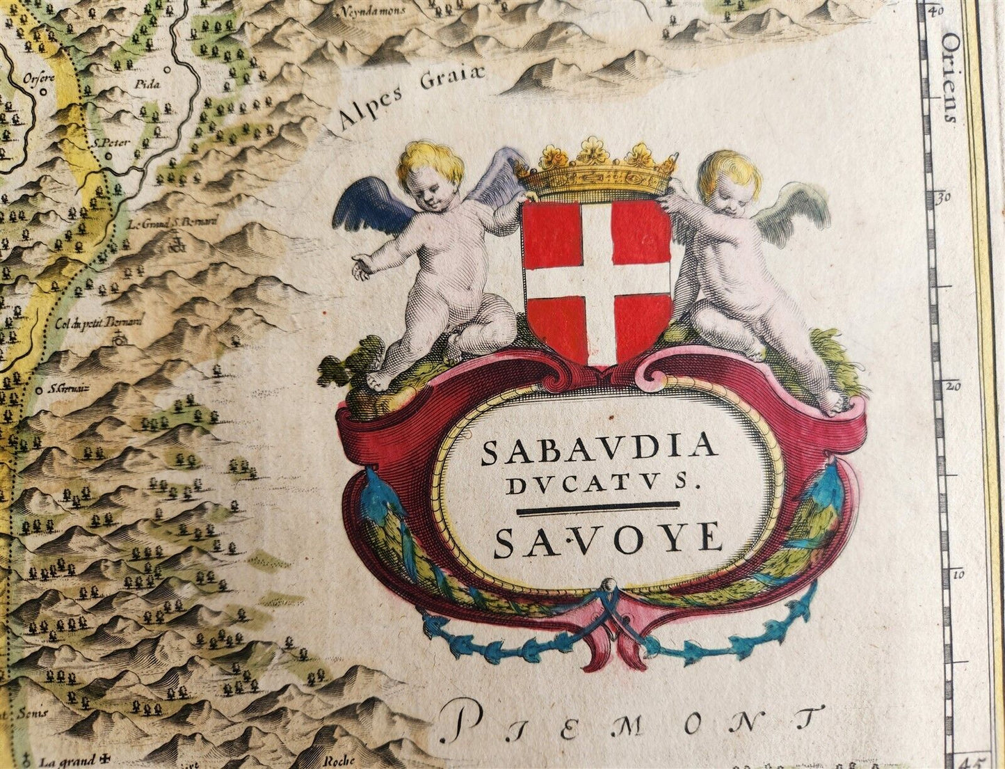 1640 MAP of FRANCE SAVOY by WILLEM BLAEU antique AUTHENTIC hand colored