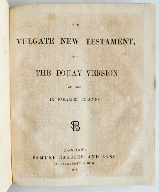 1872 BIBLE in ENGLISH antique VULGATE NEW TESTAMENT Douay Version of 1582