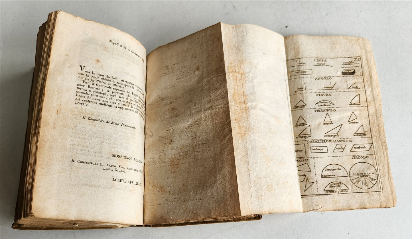 1824 EUCLID GEOMETRY antique ILLUSTRATED vellum binding