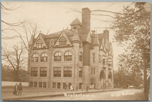 DOYLESTOWN PA HIGH SCHOOL ANTIQUE REAL PHOTO POSTCARD RPPC
