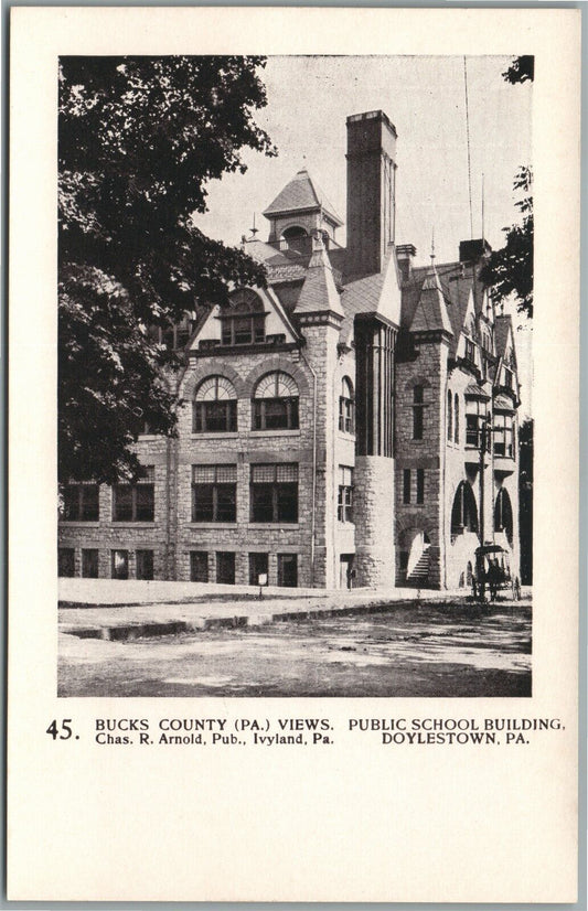 DOYLESTOWN PA PUBLIC SCHOOL BUCKS CO. VIEWS ARNOLD BROTHERS ANTIQUE POSTCARD