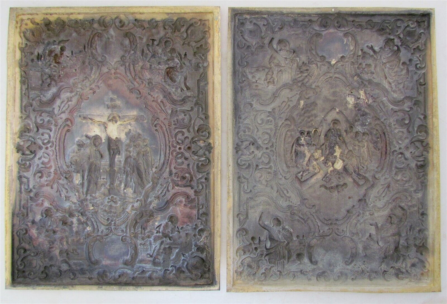 GREEK RUSSIAN ORTHODOX CHURCH GOSPEL GILT BRASS COVERS folio