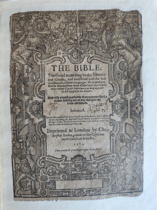 1585 GENEVA BIBLE in ENGLISH antique Old & New Testament 16th CENTURY C. BARKER