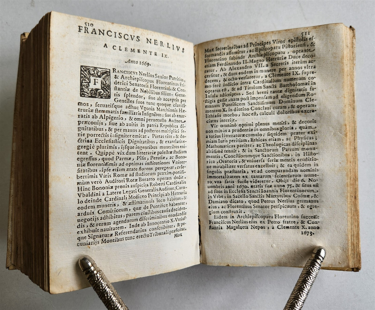 1706 FLORENTINE POPES & CARDINALS HISTORY in LATIN antique vellum binding