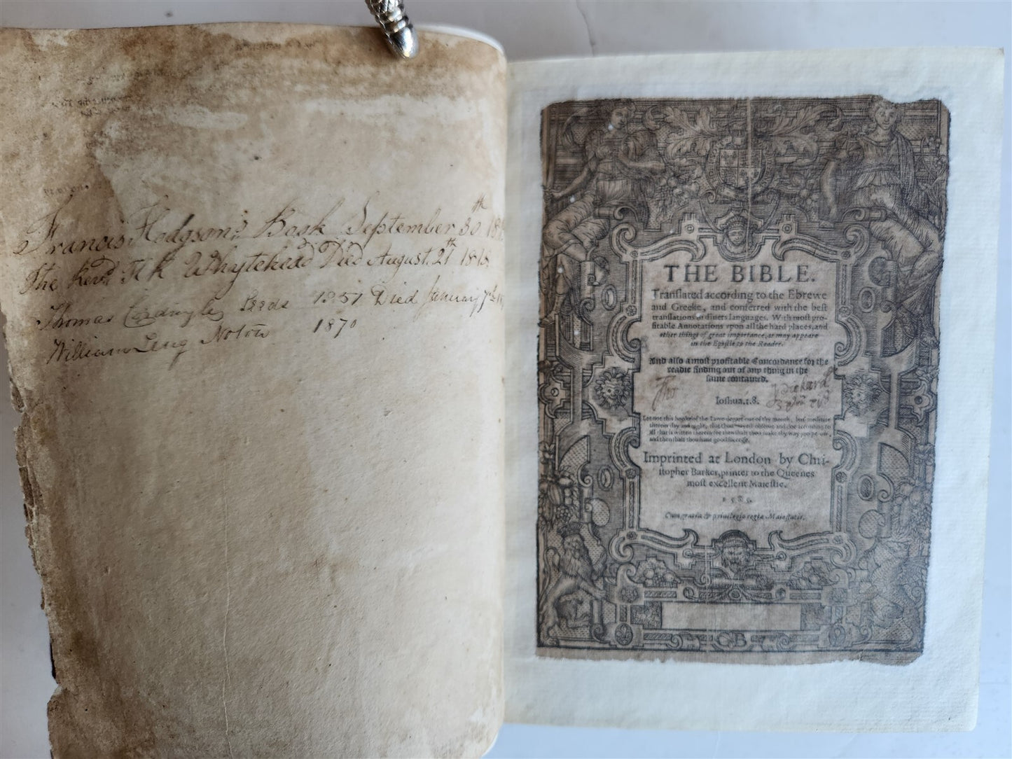 1585 GENEVA BIBLE in ENGLISH antique Old & New Testament 16th CENTURY C. BARKER