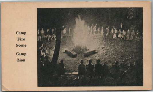 ELLISON BAY WI CAMP ZION FIRE SCENE ANTIQUE POSTCARD