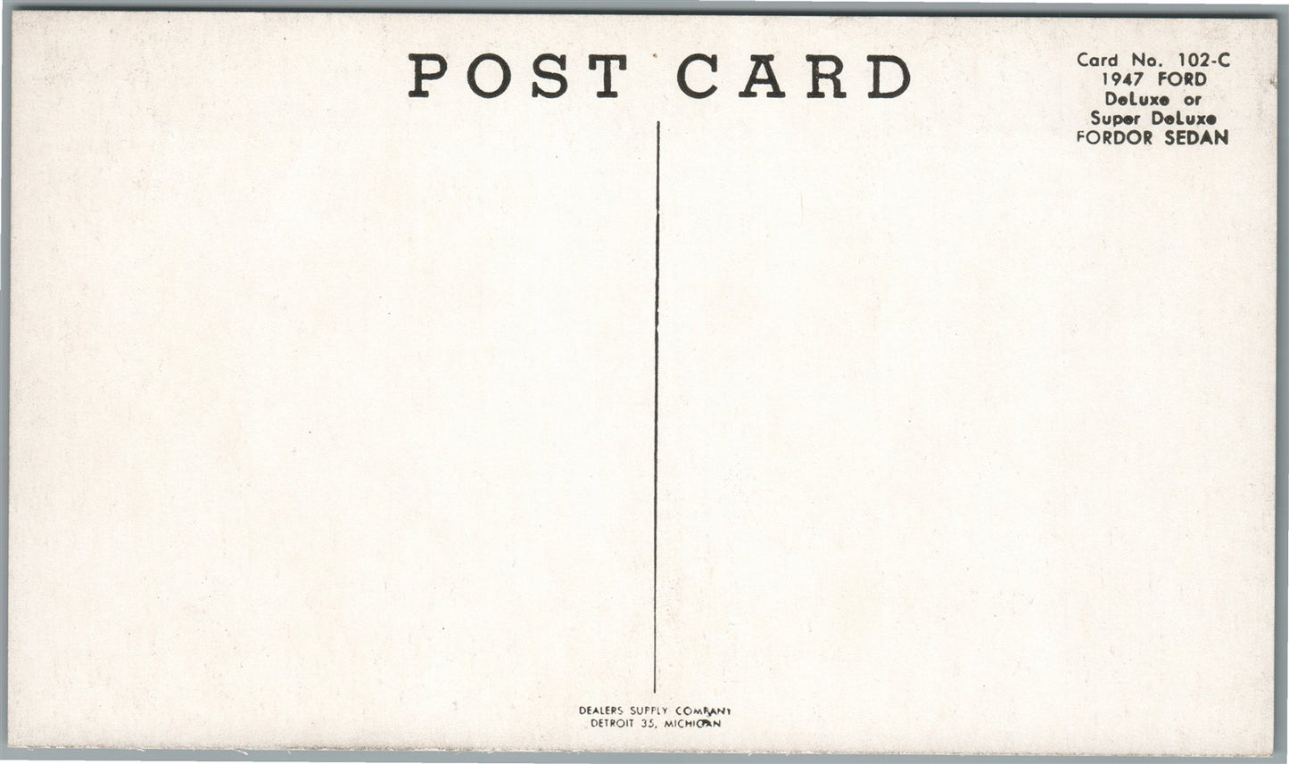 1947 FORD DELUXE VINTAGE POSTCARD