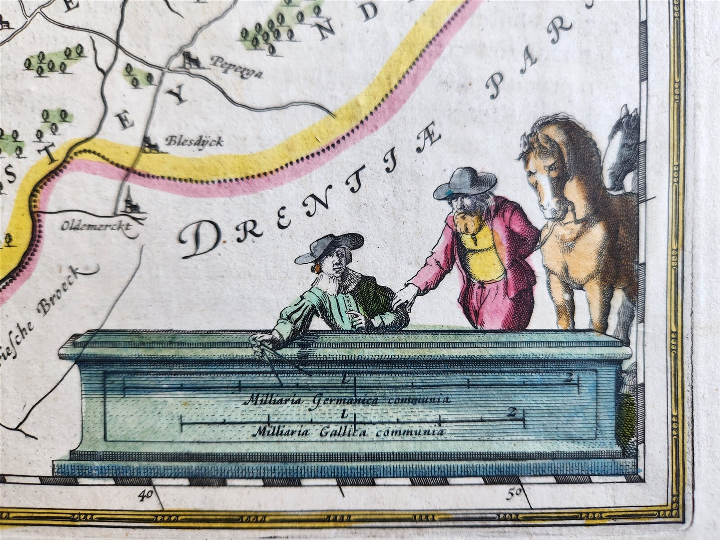 1640 FRISIA NETHERLANDS MAP by WILLEM BLAEU antique AUTHENTIC hand colored