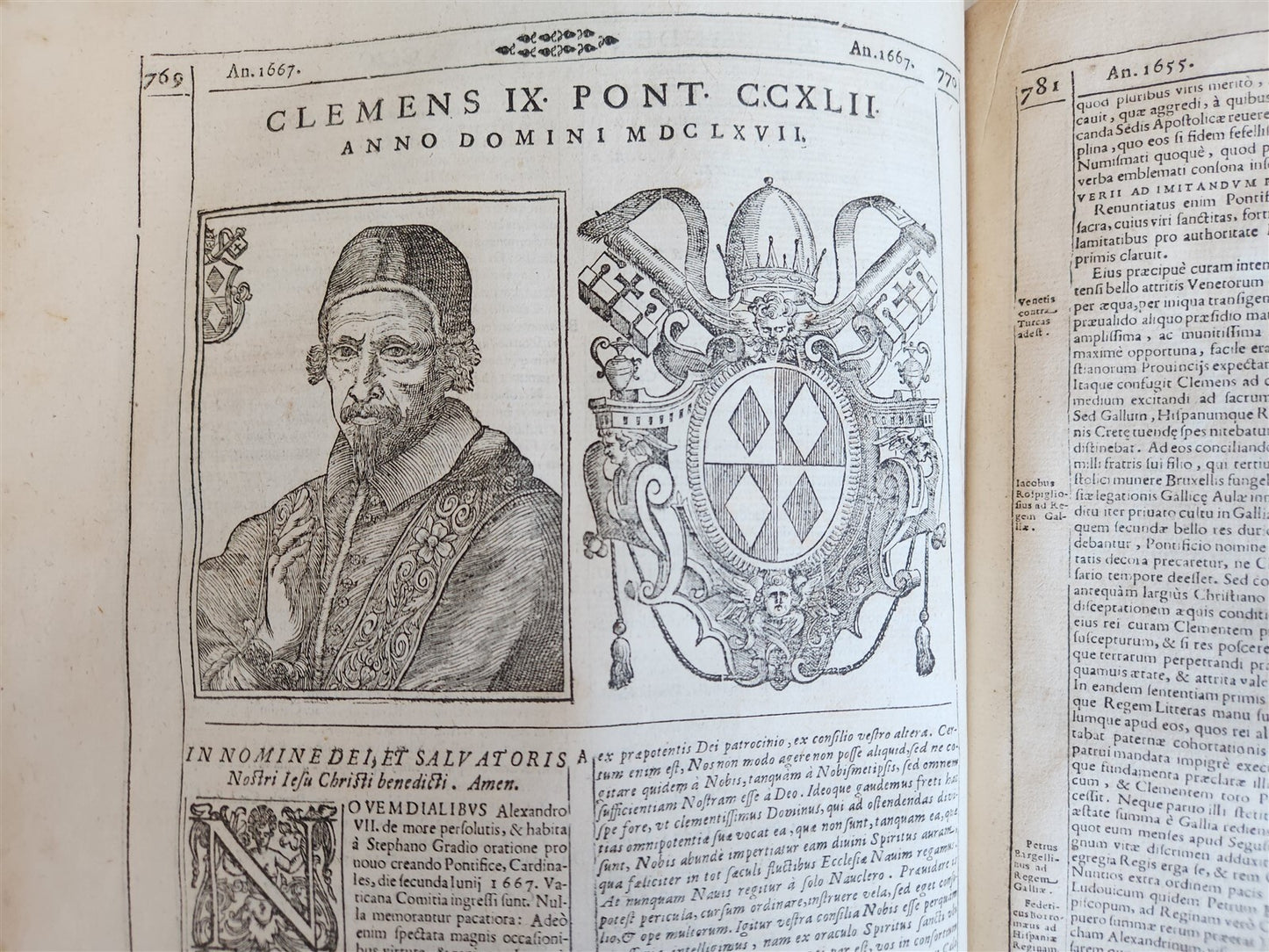 1677 LIVES of ROMAN POPES 4 FOLIO VOLUMES FULLY ILLUSTRATED antique in LATIN