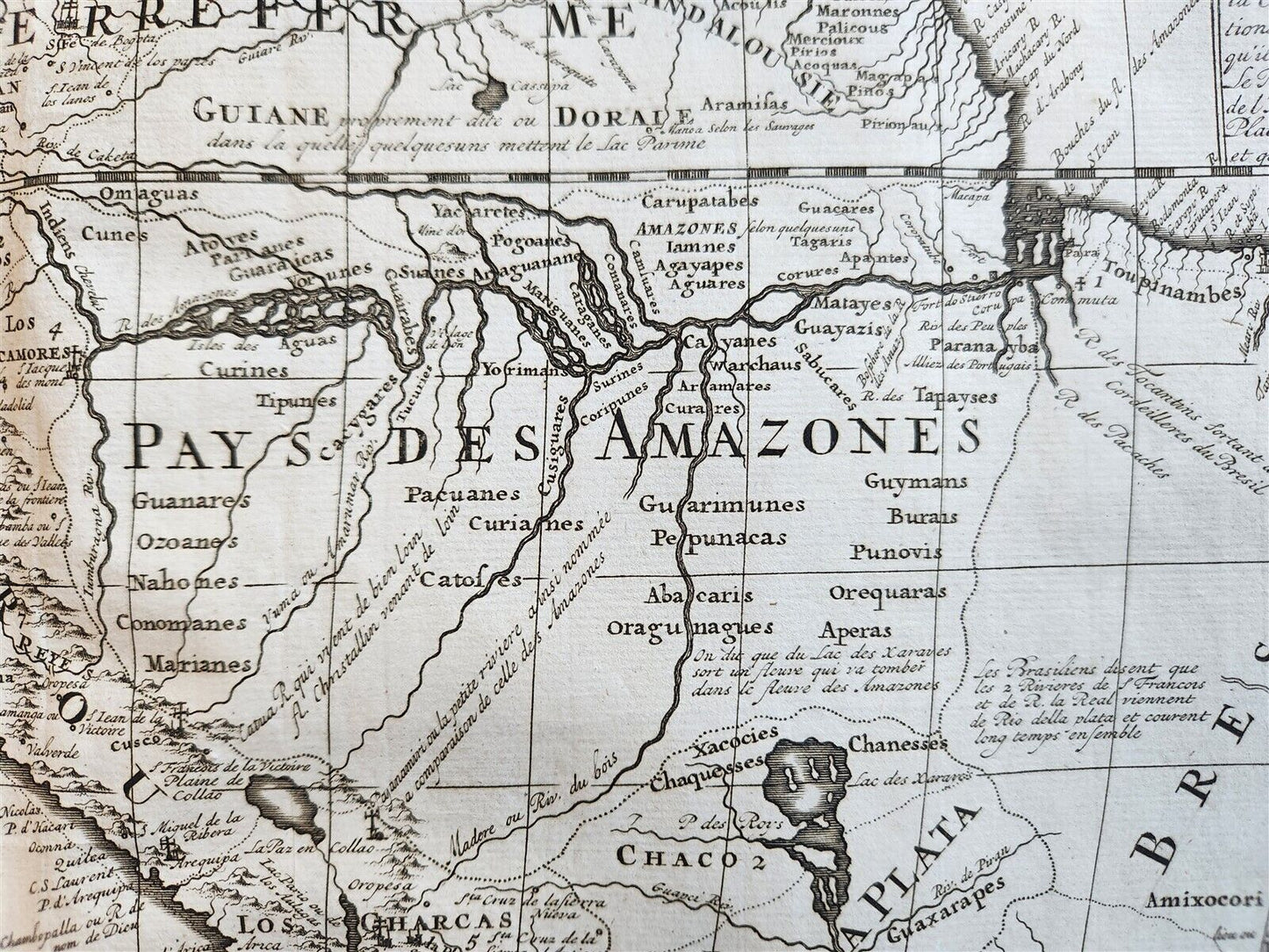 1730s MAP of SOUTH AMERICA antique 21 by 24.5"