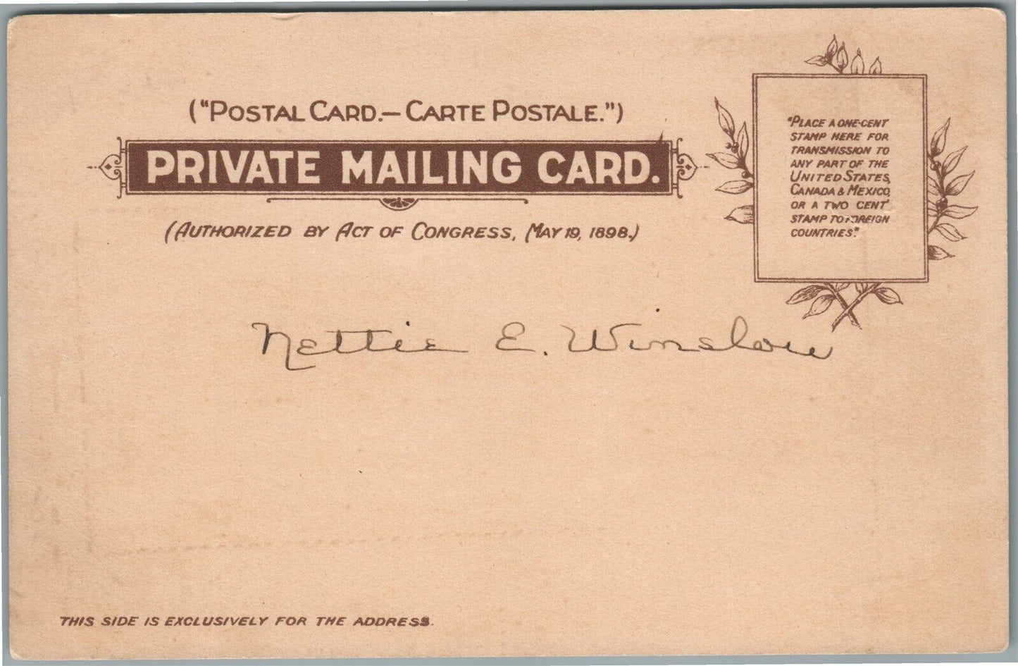 CHICAGO IL LINCOLN MONUMENT PRIVATE MAILING CARD ANTIQUE POSTCARD