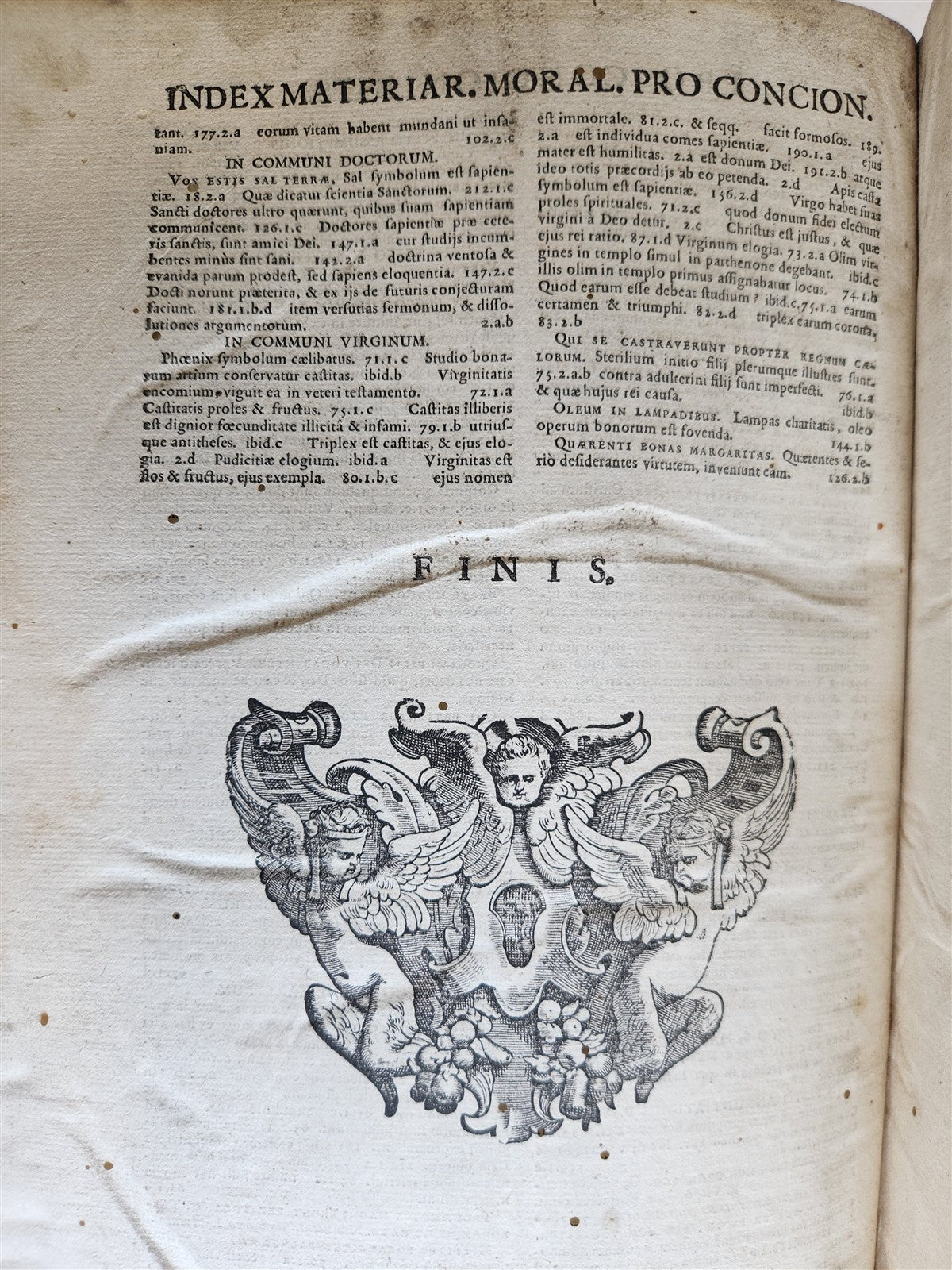1725 COMMENTARIUS in ECCLESIASTEN PIGSKIN BOUND FOLIO w/ CLASPS antique